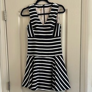 Tibi Black and White Striped Flare Dress